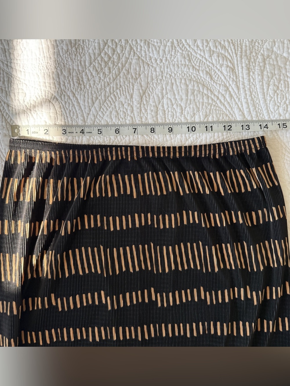 Vintage Carroll Reed Black Gold Pleated Midi Skirt Womens Size Medium 90s - Picture 8 of 10